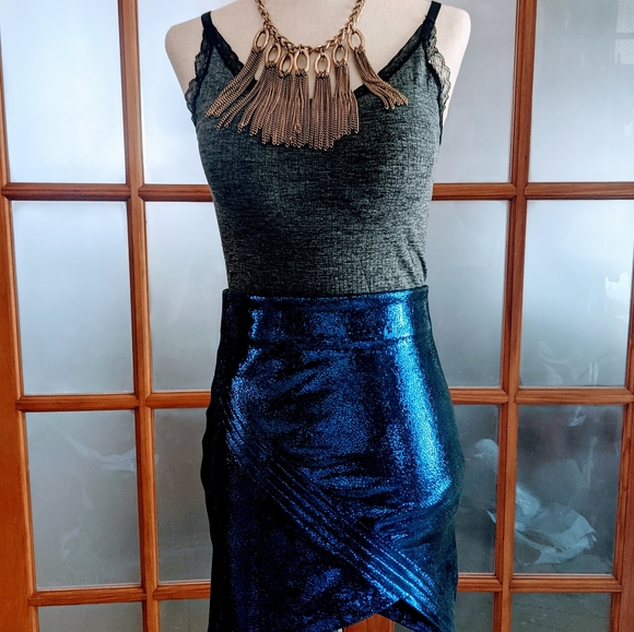 R+A - Metallic blue miniskirt - Picture 1 of 4